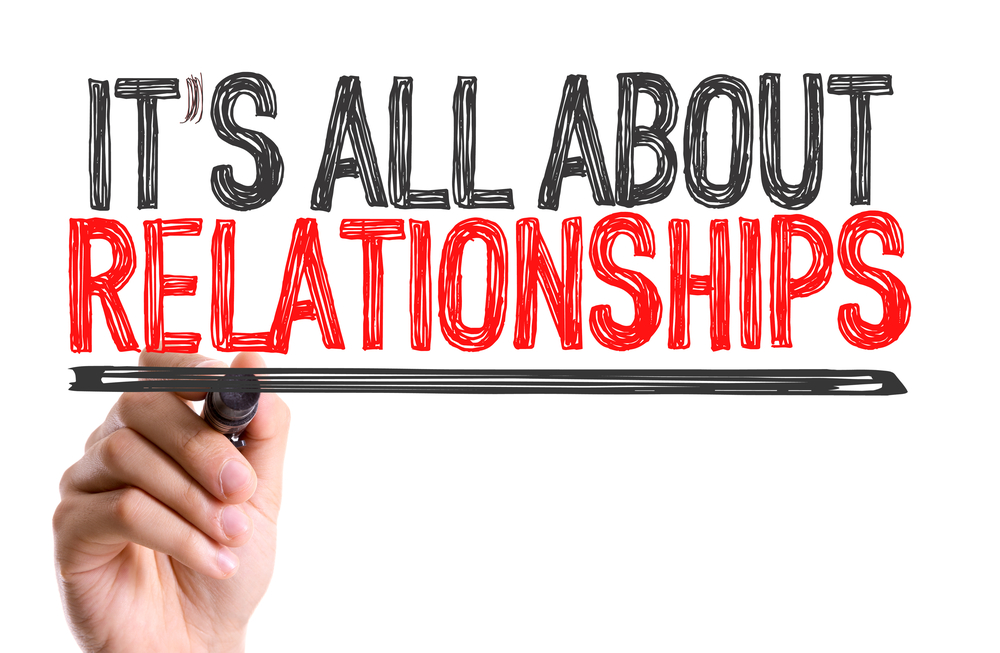 Hand with marker writing the word Its All About Relationships Hand with marker writing the word Its All About Relationships