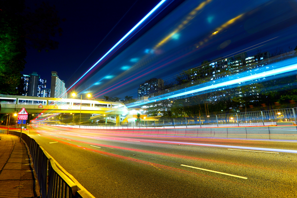 night traffic light trail in city night traffic light trail in city